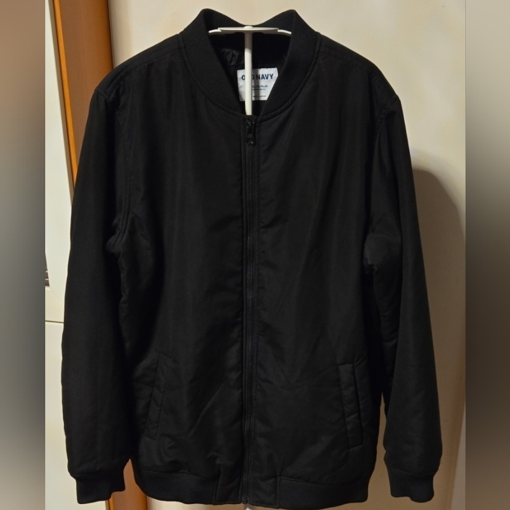 OLD NAVY BOYS Classic Black Bomber Jacket Water Resistant Size XXL (18) PLUS